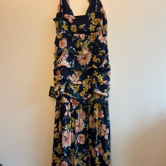 Lulu's Navy Floral Midi Dress with Pink & Yellow Blooms - Picture 6 of 8